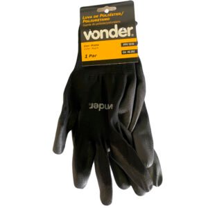 Luva De Poliéster C/ Poliuretano Preta Tam 10 Vonder